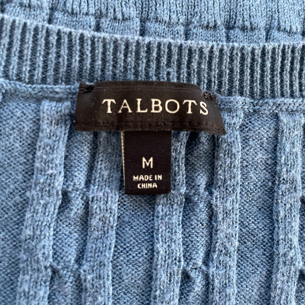 Talbots Blue Cable Stitch Knit Top Size M - Picture 3 of 3